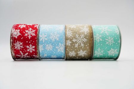 Текстурована стрічка зі сніжинками на дроті_KF6937.KF6938